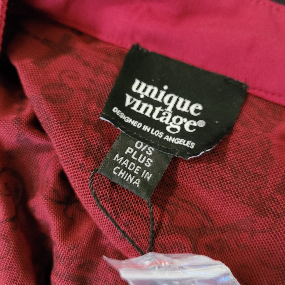 Unique Vintage Red/Black Katrina Embroidered Kaftan in OS Plus - Picture 2 of 6